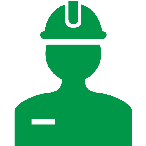 A green worker in a hardhat Icon