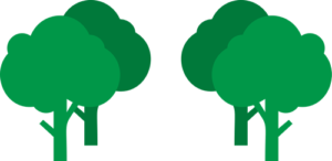 Four trees in different shades of green icon